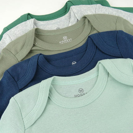 HonestBaby mamelucos de manga larga de 5 unidades para bebés, de una pieza, 100% algodón orgánico para bebés, unisex, 5 unidades Good Natured, de 0 a 3 meses