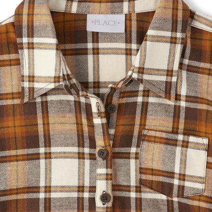 The Children's Place,Vestido de manga larga a cuadros para otoño,HAY Stack,XXLarge WMNS,Plaid-mom,XX-Large