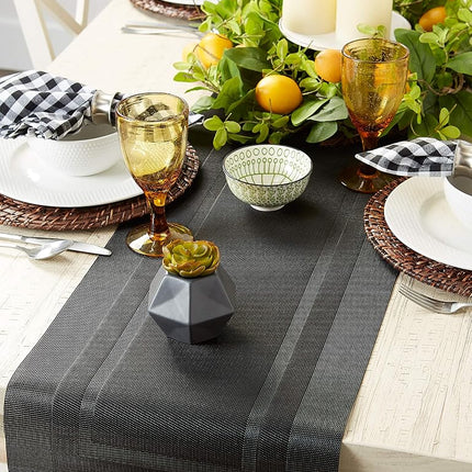 DII Woven Indoor Outdoor, Polyvinyl Chloride (PVC), Black, Table Runner, 14x72
