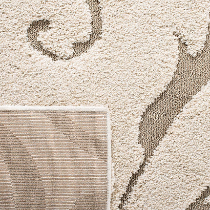 Tapis Safavieh 2,4 x 3 m – Collection Florida Shag – Grande taille – Crème et crème, motif volutes, ne perd pas ses poils et facile à nettoyer, poils épais et moelleux, idéal pour le salon, la chambre à coucher, la salle à manger (SG455-1111)