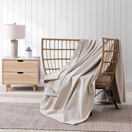 Tommy Bahama |Viscose Woven Cotton Blanket (Twin, Natural), 224155