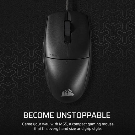 Corsair M55 Wired Lightweight FPS Gaming Mouse – 16,000 DPI – Six Programmable Buttons – Textured Side Grips – Black
