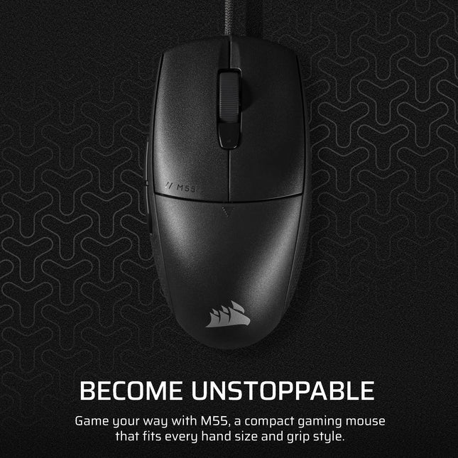 Souris Gamer FPS Filaire Légère Corsair M55 – 16 000 DPI – Six Boutons Programmables – Prises Latérales Texturées – Noir