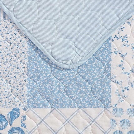 Laura Ashley - Quilt Set, Breathable Premium Bedding with Matching Shams, Luxuriously Soft Home Decor (Colleens Coastal Patchwork Blue, King)
