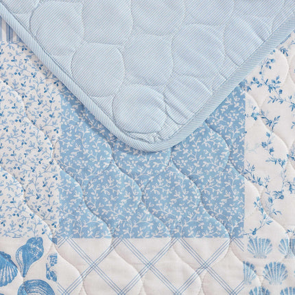 Laura Ashley - Quilt Set, Breathable Premium Bedding with Matching Shams, Luxuriously Soft Home Decor (Colleens Coastal Patchwork Blue, King)