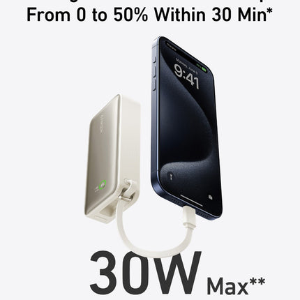 Anker Nano Power Bank (30W, Built-In USB-C Cable)