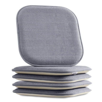 Elegant Comfort 4 Pack Chair Cushion Covers - Skid-Proof Rubber Backing - 16 x 16 Inch - Thick Dining Square Shape Seat Covers - Comfortable Textured Chair Pads with Ties - Mosaic Pattern, Gray