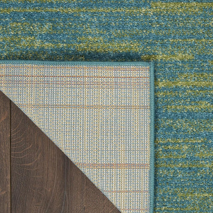 Nourison Essentials Indoor/Outdoor Blue Green 2'2" x 7'6" Area Rug, Easy Cleaning, Non Shedding, Bed Room, Living Room, Dining Room, Backyard, Deck, Patio (2x8)