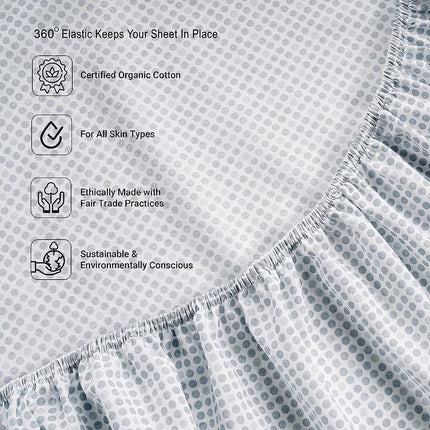 LANE LINEN 100% Organic Cotton Pre Washed Extra Long Twin Sheets Low Pill Fade Resistant Macine Wash Naturally Temperature Regulating Printed Cotton Sheets Twin XL Bed Sheets- Polka Dot Blue