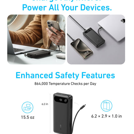 Anker Power Bank (20K, 87W, Built-In USB-C Cable)