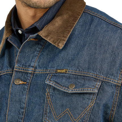 Chaqueta vaquera forrada estilo Western Wrangler para hombre, vaquero/manta, XXL alto