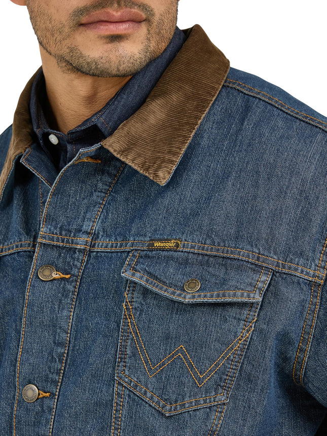 Chaqueta vaquera forrada estilo Western Wrangler para hombre, vaquero/manta, XXL alto