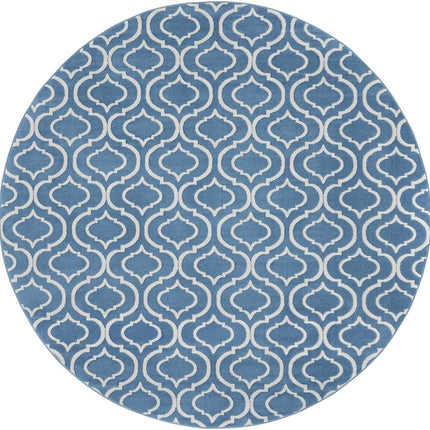 Nourison Jubilant Trellis Blue 8' x Round Area -Rug, Easy -Cleaning, Non Shedding, Bed Room, Living Room, Dining Room, Kitchen (8 Round)