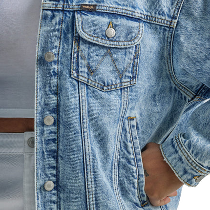 Wrangler Women's Relaxed Fit Girlfriend Denim Jacket, Moonchild, XL
