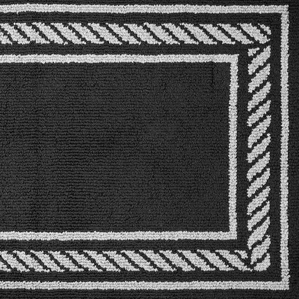 Nautica – Alfombra de Pasillo | Alfombras para Interiores, Pasillos y Entradas | Felpudo Antideslizante para Entrada y Cocina | Alfombras de Entrada Lavables a Máquina | 0,76 m x 3,05 m | Borde de Cuerda Negro