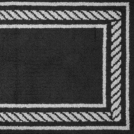 Nautica – Runner Rug | Indoor Runners for Hallways and Entry Rugs| Non-Slip and Non-Skid Entry and Kitchen Door Mat| Machine Washable Entryway Carpet Rugs | 2'2" x 5' | Rope Border Black
