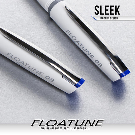 Pentel Floatune Rollerball, punta mediana de 0.8 mm, tinta azul, paquete de 8 bolígrafos (BY108PF8C)