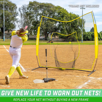 GoSports Team Tone Replacement 7 ft x 7 ft Baseball/Softball Net - Compatible with GoSports Brand 7 ft x 7 ft Baseball Net - Frame Not Included - Yellow