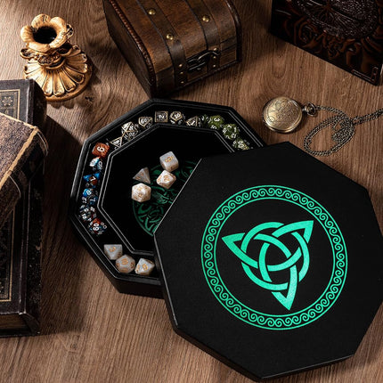 Premium Dice Tray for DND, Detailed World Tree & Triquetra Design – 23 CM