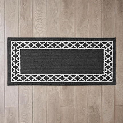 Nautica – Runner Rug | Indoor Runners for Hallways and Entry Rugs| Non-Slip and Non-Skid Entry and Kitchen Door Mat| Machine Washable Entryway Carpet Rugs | 2'2" x 5' | Trellis Black