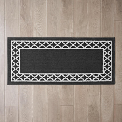 Nautica – Runner Rug | Indoor Runners for Hallways and Entry Rugs| Non-Slip and Non-Skid Entry and Kitchen Door Mat| Machine Washable Entryway Carpet Rugs | 2'2" x 5' | Trellis Black