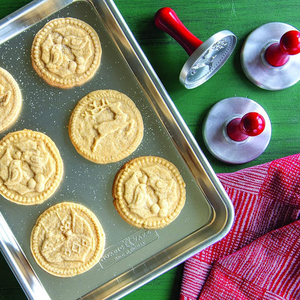 Nordic Ware Yuletide Cookie Stamps (Set of 3), Sturdy Cast Aluminium, Cookie Press Set Made in The USA, Sturdy and Durable Biscuit Maker Press Set, 01236