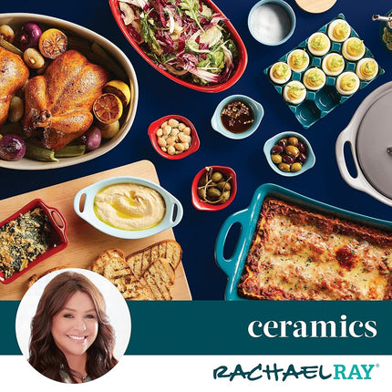 Rachael Ray Solid Glaze Ceramics Round Ramekins/Dipping Cup Set, 4 Piece, Gray