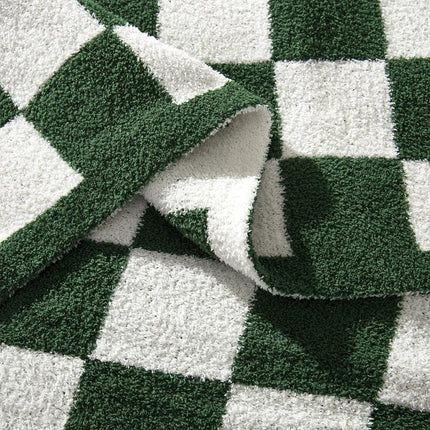 Elegant Comfort Checkered Throw Blanket, Hunter Green Super Soft Cozy Fluffy Warm Throw Blankets for Couch, Sofa, Chair, Bed, Camping, Picnic, Travel Lightweight Bed Blanket (50" x 70")
