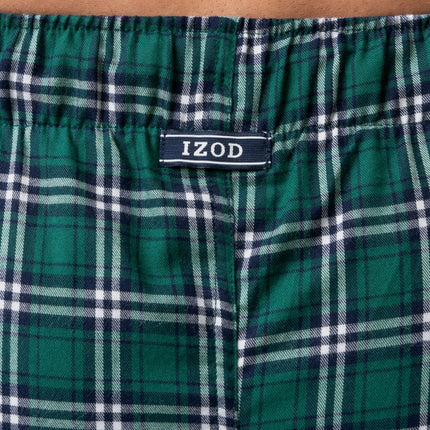 Izod Men's Dyed Woven Pyjama Bottoms Made from Poly-Rayon Yarn, Green Chequered, XXL