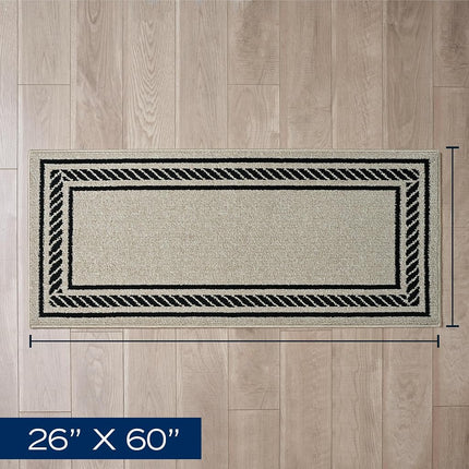 Nautica – Runner Rug | Indoor Runners for Hallways and Entry Rugs| Non-Slip and Non-Skid Entry and Kitchen Door Mat| Machine Washable Entryway Carpet Rugs | 2'2" x 5' | Rope Border Natural Twist