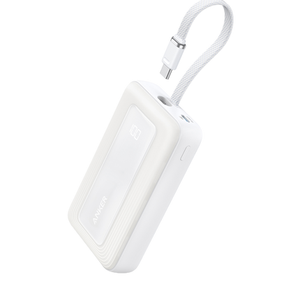 Anker Zolo Power Bank (10K, 30W) with a 5.4-inch (13.7 cm) built-in USB-C cable.