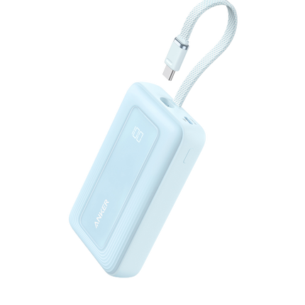 Anker Zolo Power Bank (10K, 30W) with a 5.4-inch (13.7 cm) built-in USB-C cable.