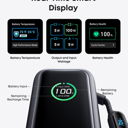 Anker Laptop Power Bank (25K, 165W, Built-In and Retractable Cables)