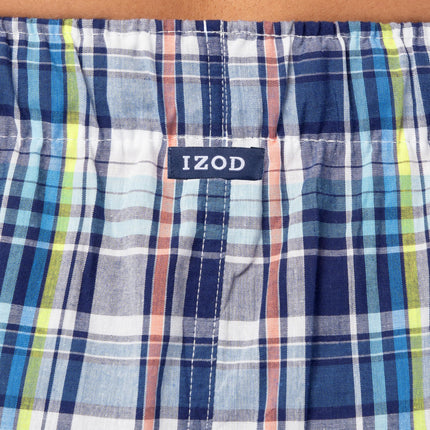 IZOD Men's Relaxed Fit Printed Poplin Drawstring Sleep Pajama Pant, Multi Plaid, X-Large