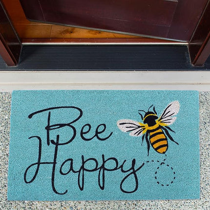 DII Natural Coir Doormat, Fun Greeting Mat, Bee Happy, 18x30