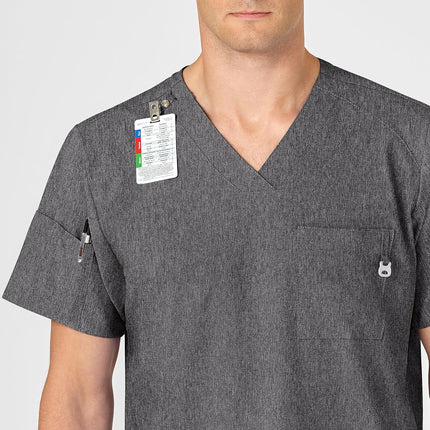 WonderWink Men's V-Neck Scrub Top, Charcoal Heather, 5X-Large