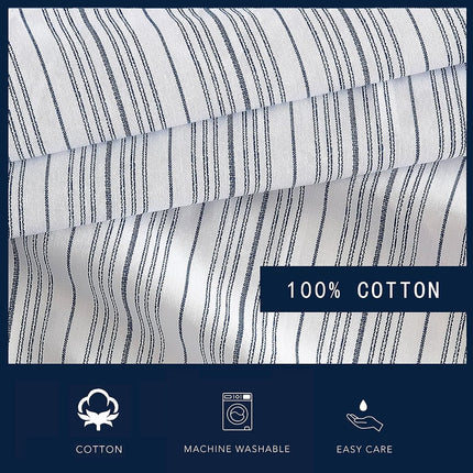 Nautica - King Fitted Sheet, Cotton Percale Bedding, Casual Home Decor (Beaux Stripe Blue, King)