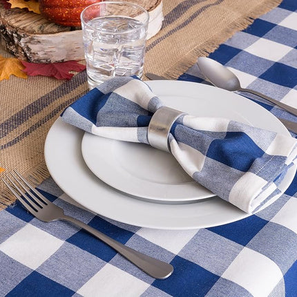 DII Buffalo Check Collection, Classic Farmhouse Tablecloth, Tablecloth, 70" Round, Navy & Cream