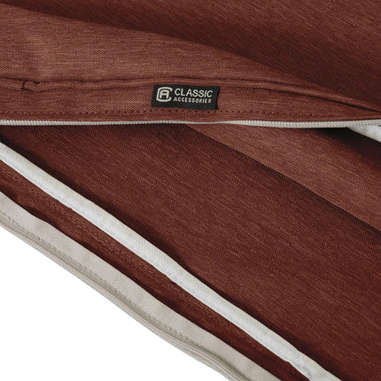 Classic Accessories Montlake FadeSafe Coussin de siège de patio carré - 12,7 cm d'épaisseur - Coussin de patio extérieur robuste avec envers résistant à l'eau, rouge henné chiné, 63,5 cm L x 63,5 cm P x 12,7 cm É (62-020-HHENNA-EC)