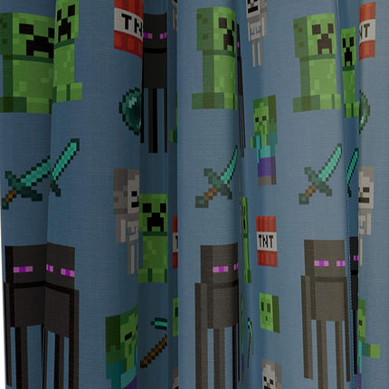 Minecraft Monster Hunters 84" Inch Drapes - Beautiful Room Décor & Easy Set Up, Bedding - Curtains Include 2 Tiebacks, 4 Piece Set (Official Minecraft Product)