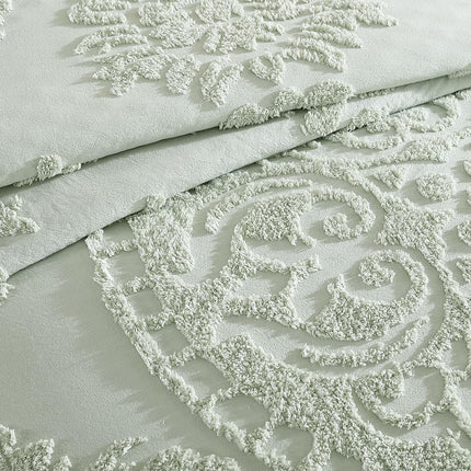 Beatrice Home Fashions Bedspread, Cotton, Sage, Queen