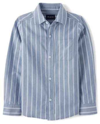 The Children's Place Boys Long Sleeve Oxford Butto