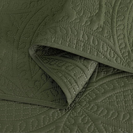 Chezmoi Collection Austin 3-Piece Oversized Bedspread Coverlet Set (Queen, Cypress Green)