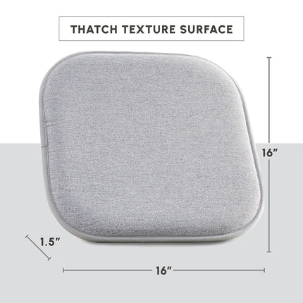 Elegant Comfort 4 Pack Chair Cushion Covers - Skid-Proof Rubber Backing - 16 x 16 Inch - Thick Dining Square Shape Seat Covers - Comfortable Textured Chair Pads with Ties - Thatch Pattern, Gray