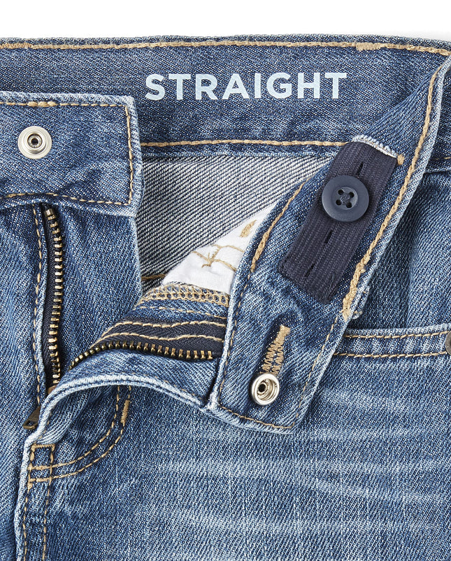 The Children's Place Boys' Straight Leg Jeans, Carbon Blue/Dark Jupiter 2-Pack, 4 Slim