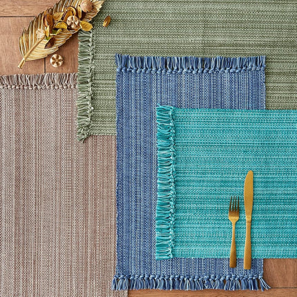 DII Variegated Tabletop Collection, Placemat Set, 13x19, Teal, 6 Piece