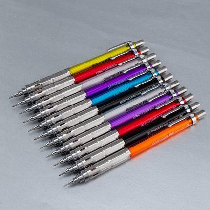 Portaminas Pentel Arts GraphGear 300, (0.3mm) trazo extrafino, barril naranja, con goma de borrar pequeña + 1 tubo de minas