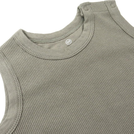 HonestBaby Sleeveless Rib Coverall and Beanie set Organic Cotton for Baby Boys, Girls, Khaki, 12 Months, Khaki (2-pack), 12 Months