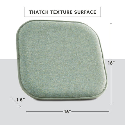 Elegant Comfort 4 Pack Chair Cushion Covers - Skid-Proof Rubber Backing - 16 x 16 Inch - Thick Dining Square Shape Seat Covers - Comfortable Textured Chair Pads with Ties - Thatch Pattern, Sage