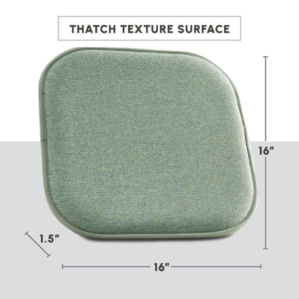 Elegant Comfort 2 Pack Chair Cushion Covers - Skid-Proof Rubber Backing - 16 x 16 Inch - Thick Dining Square Shape Seat Covers - Comfortable Textured Chair Pads with Ties - Thatch Pattern, Sage